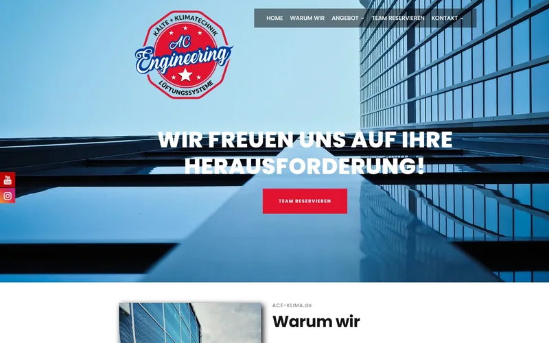 Ace-klima website - home services, built by Studio Arlek