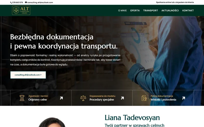 Alt-celny website - transport & logistics, built by Studio Arlek