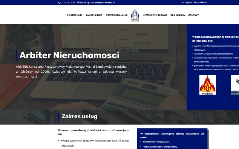 Arbiternieruchomosci website - hire & rental, built by Studio Arlek