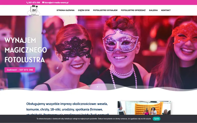 Art-media-events website - hire & rental, built by Studio Arlek