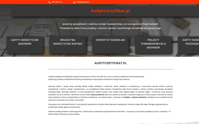 Audytcertyfikat website - solar & energy, built by Studio Arlek
