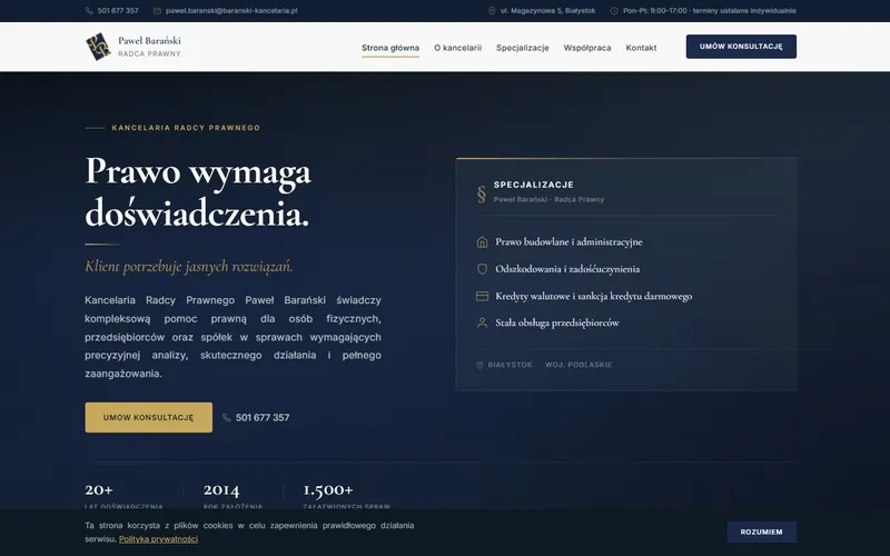 Baranski-kancelaria website - legal, built by Studio Arlek