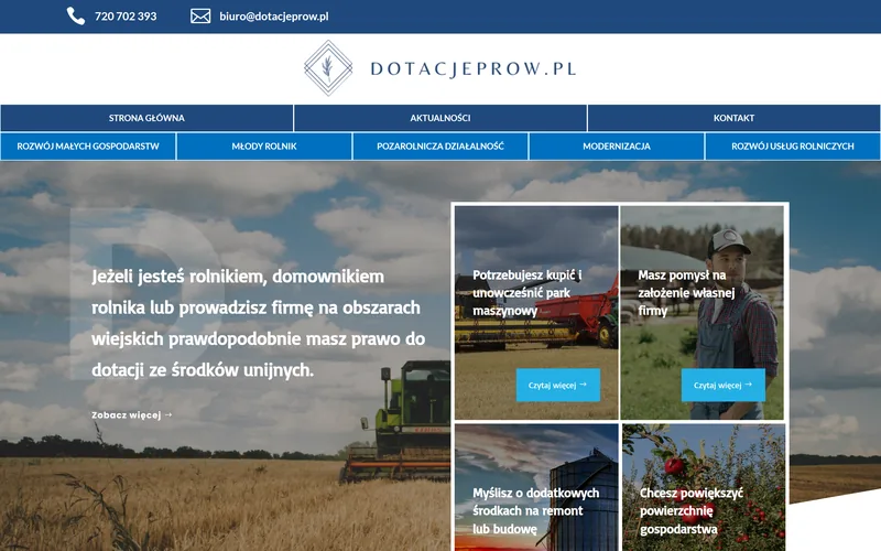 Dotacjeprow website - landscaping & agriculture, built by Studio Arlek