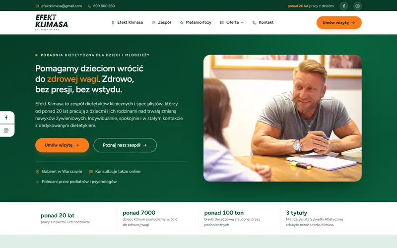 Efektklimasa website - fitness & sport, built by Studio Arlek