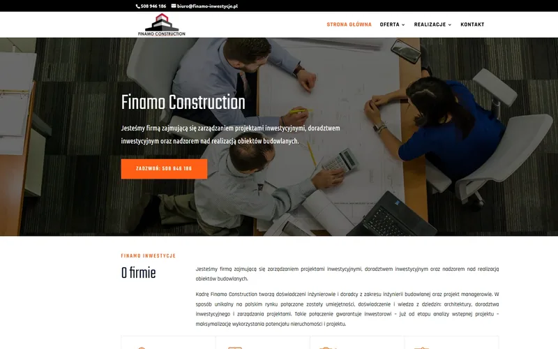 Finamo-inwestycje website - construction, built by Studio Arlek