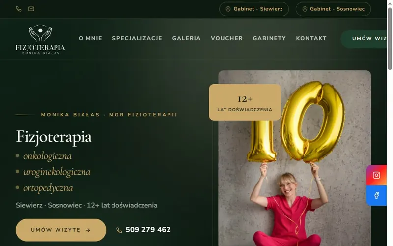Fizjoterapia Monika website - medical & dental, built by Studio Arlek