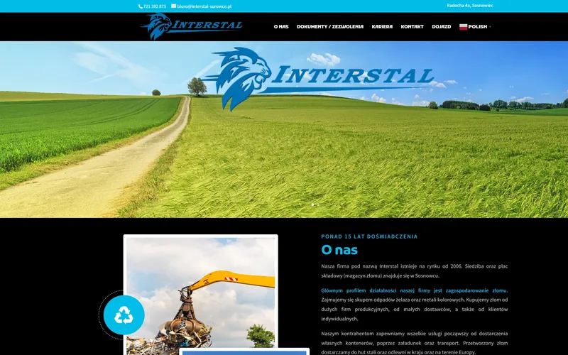 Interstal-surowce website - manufacturing, built by Studio Arlek