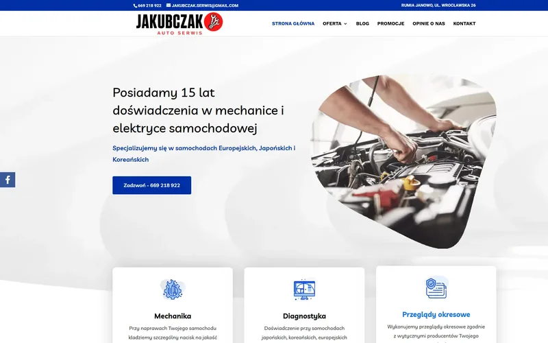 Jakubczakserwis website - automotive, built by Studio Arlek