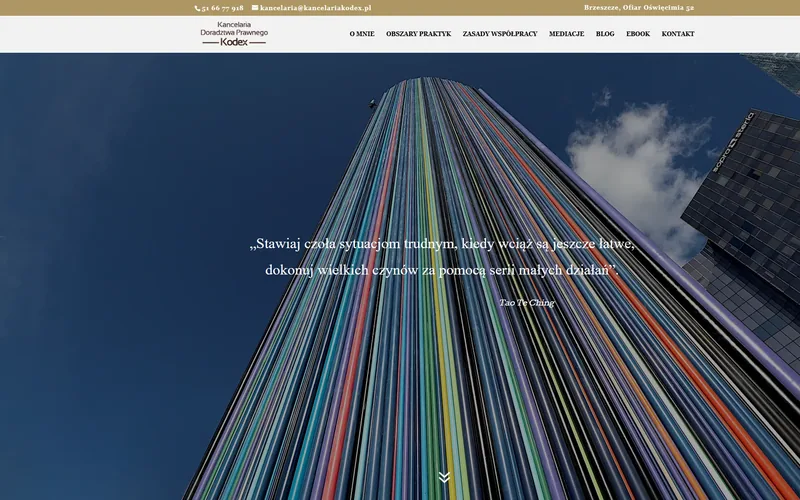 Kancelariakodex website - legal, built by Studio Arlek