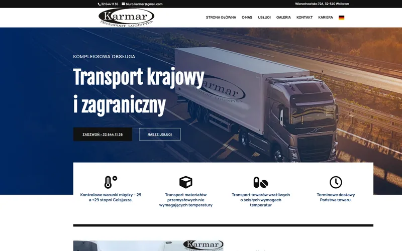 Karmar-transport website - transport & logistics, built by Studio Arlek