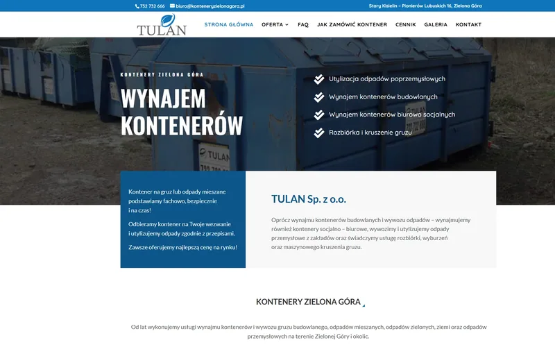 Konteneryzielonagora website - home services, built by Studio Arlek