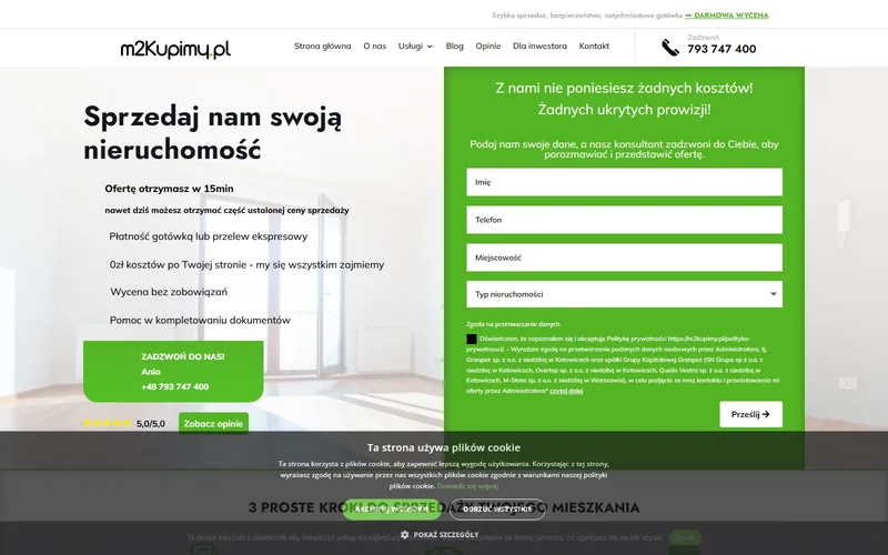 M2kupimy website - construction, built by Studio Arlek