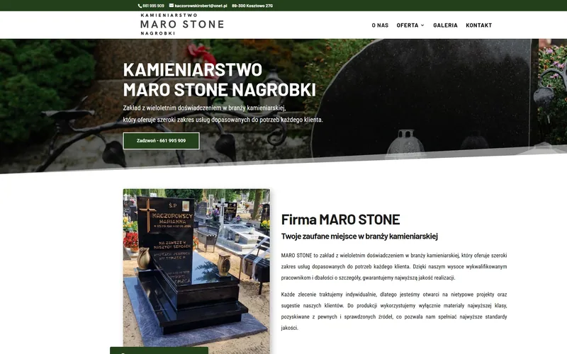 Marostone website - funeral services, built by Studio Arlek