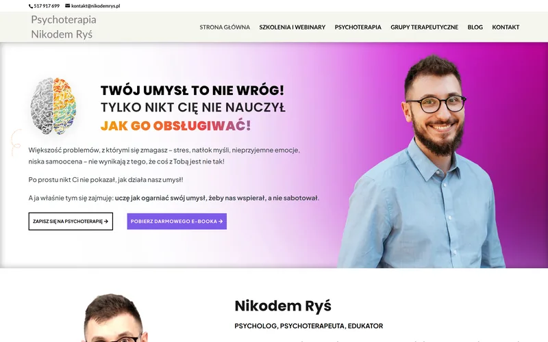 Nikodemrys website - psychology & therapy, built by Studio Arlek