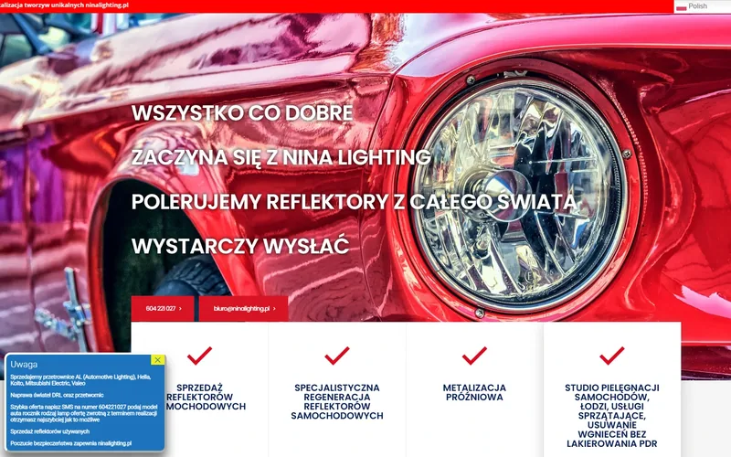 Ninalighting website - automotive, built by Studio Arlek
