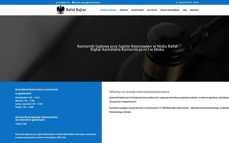 Nisko-komornik website - legal, built by Studio Arlek