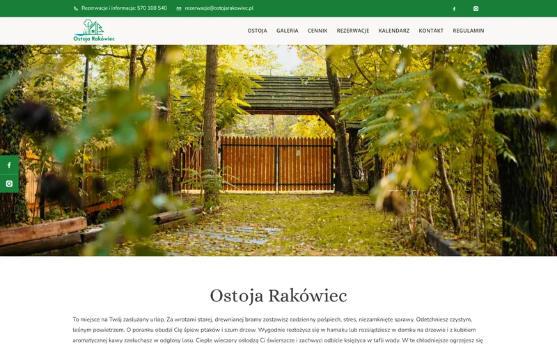 Ostojarakowiec website - tourism & accommodation, built by Studio Arlek