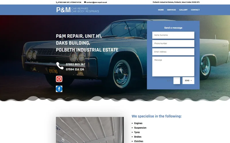 Pm-repair website - automotive, built by Studio Arlek