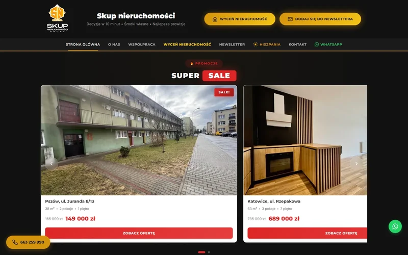 Skupnieruchomoscigrupa website - hire & rental, built by Studio Arlek