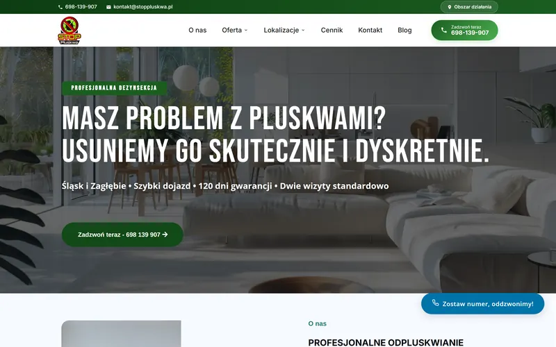 Stoppluskwa website - home services, built by Studio Arlek