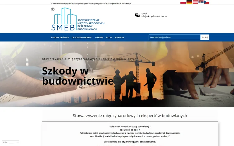 Szkodywbudownictwie website - construction, built by Studio Arlek