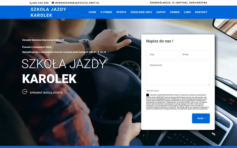 Szkolajazdykarolek website - education, built by Studio Arlek