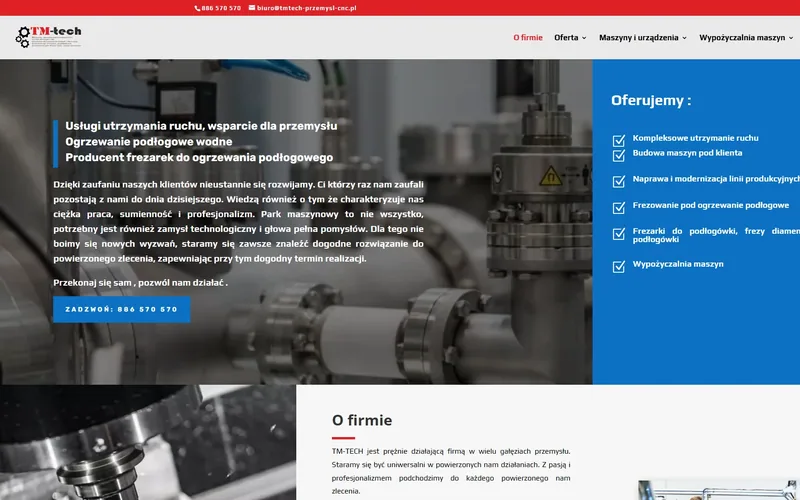 Tmtech-przemysl-cnc website - manufacturing, built by Studio Arlek