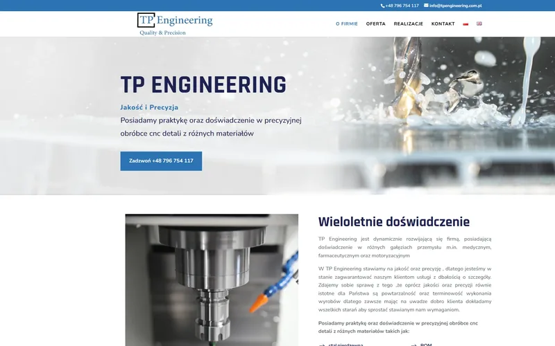 Tpengineering website - manufacturing, built by Studio Arlek