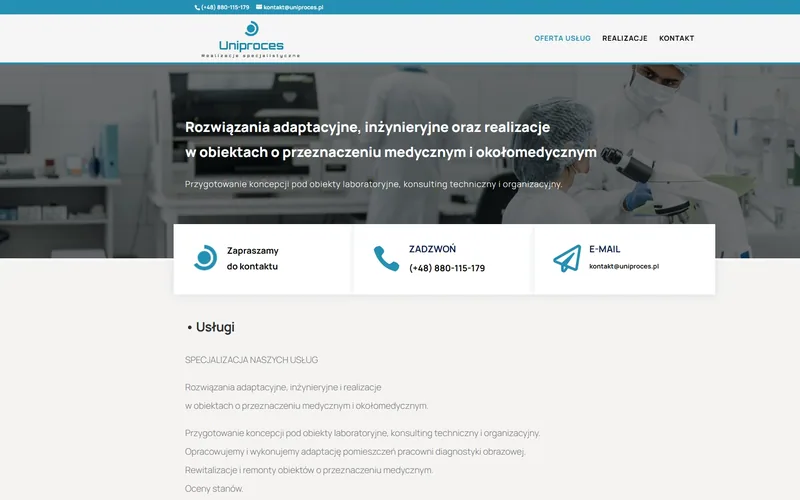 Uniproces website - medical & dental, built by Studio Arlek