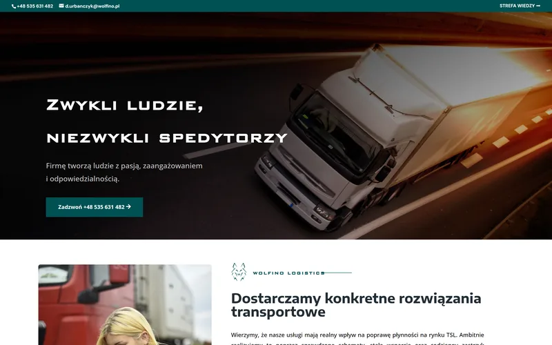 Wolfino website - transport & logistics, built by Studio Arlek