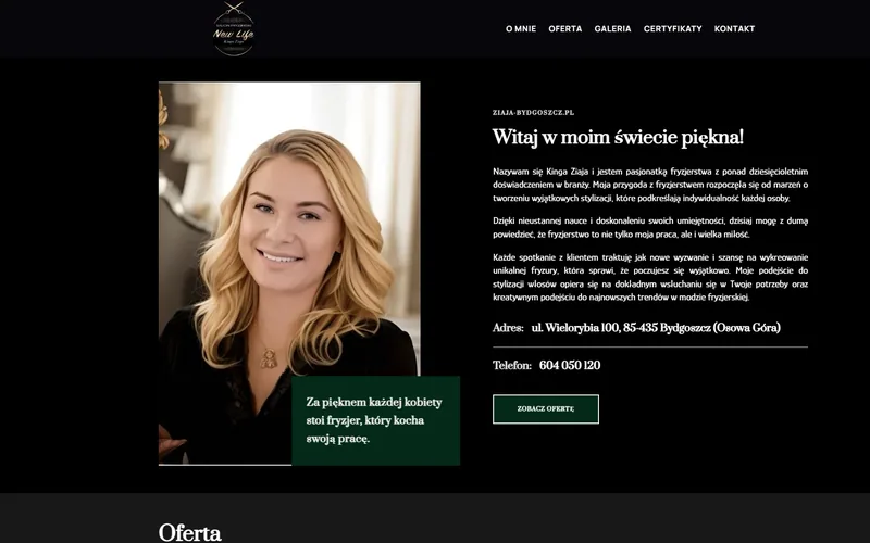 Ziaja-bydgoszcz website - beauty & wellbeing, built by Studio Arlek