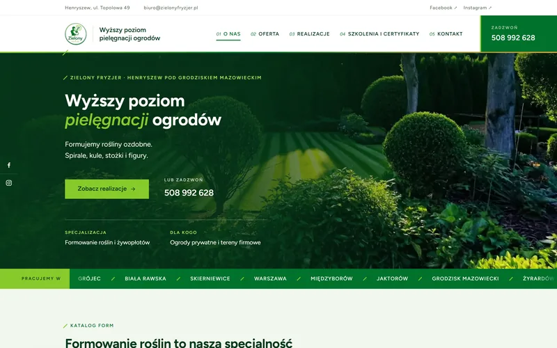 Zielonyfryzjer website - landscaping & agriculture, built by Studio Arlek